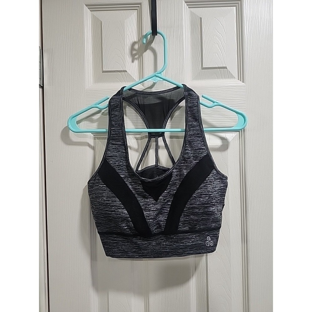 Soho Sport Women's Purple Black Racerback Sports Bra Size L Pullover Wireless‎